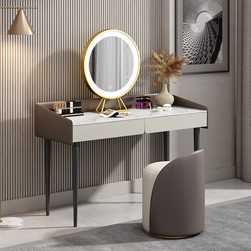 29,52 "altezza tavolo da trucco a 2 cassetti moderno sgabello da vanità in ardesia moderna