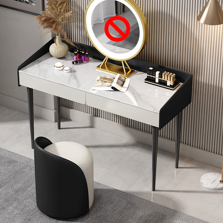 29,52 "altezza tavolo da trucco a 2 cassetti moderno sgabello da vanità in ardesia moderna