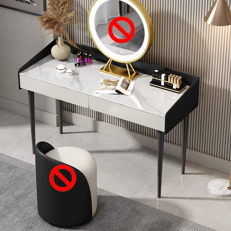 29,52 "altezza tavolo da trucco a 2 cassetti moderno sgabello da vanità in ardesia moderna