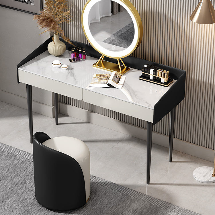 29,52 "altezza tavolo da trucco a 2 cassetti moderno sgabello da vanità in ardesia moderna