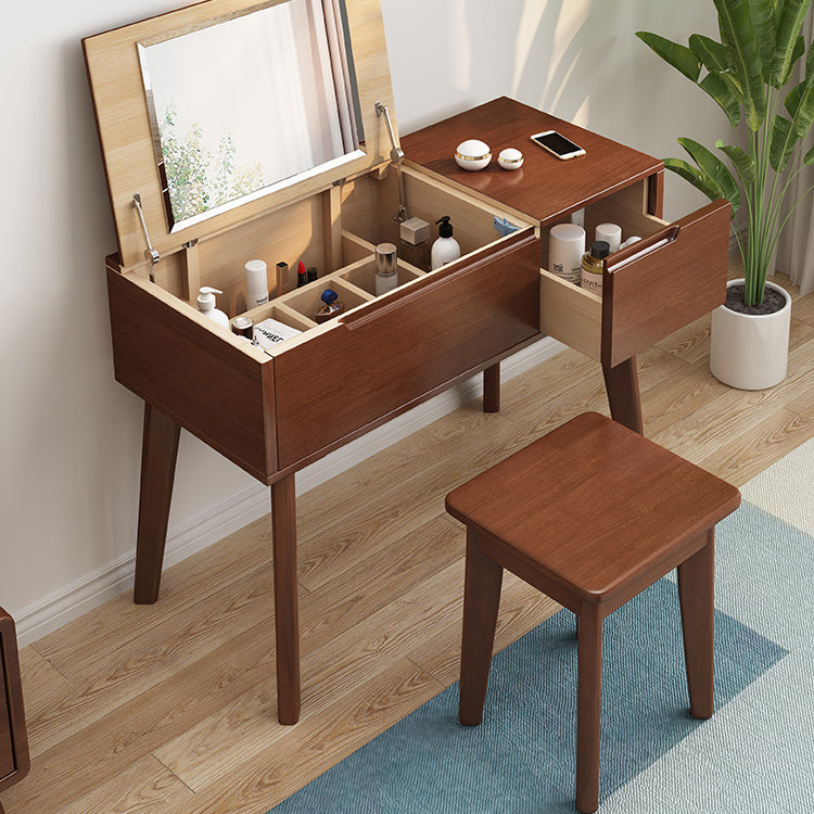 Scandinavo 29,52 "in altezza tavolo in legno massiccio Vanity con specchio