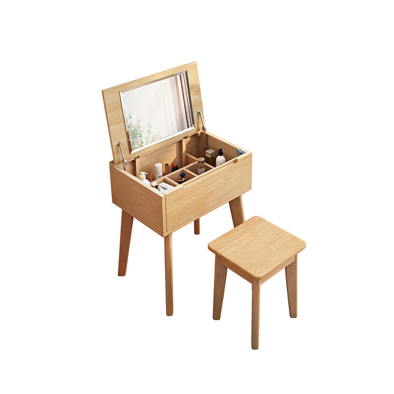 Scandinavo 29,52 "in altezza tavolo in legno massiccio Vanity con specchio