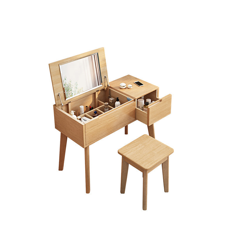 Scandinavo 29,52 "in altezza tavolo in legno massiccio Vanity con specchio