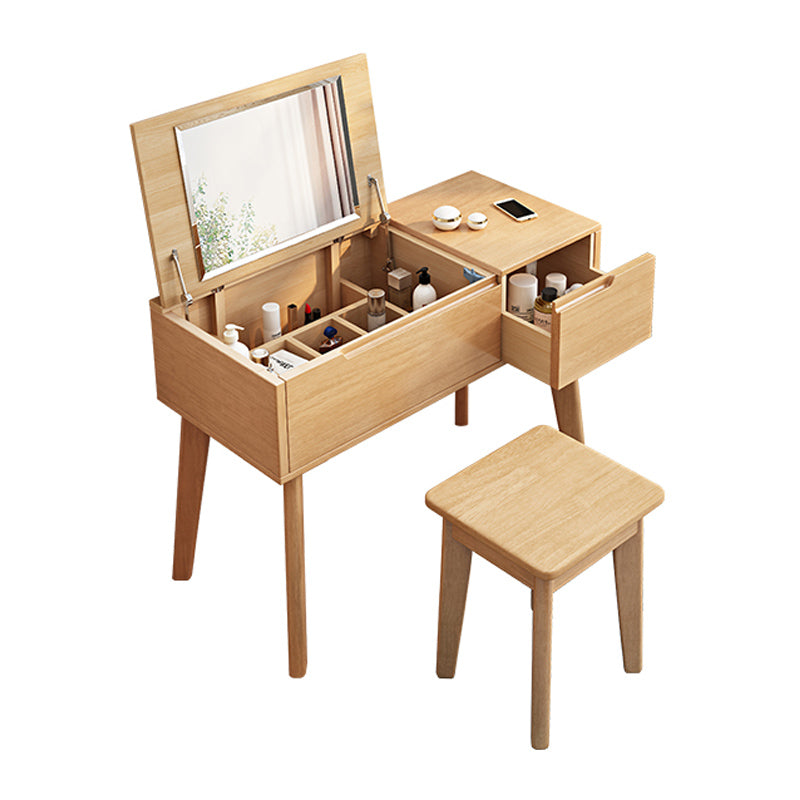 Scandinavo 29,52 "in altezza tavolo in legno massiccio Vanity con specchio