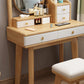 Scandinavian Solid Wood Table Makeup Vanity with Mirror and Drawers
