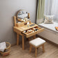 Scandinavian Solid Wood Table Makeup Vanity with Mirror and Drawers