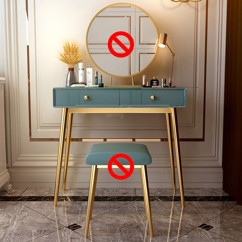 Glam 29.5" Height Wooden Makeup Vanity with Drawers and Mirror