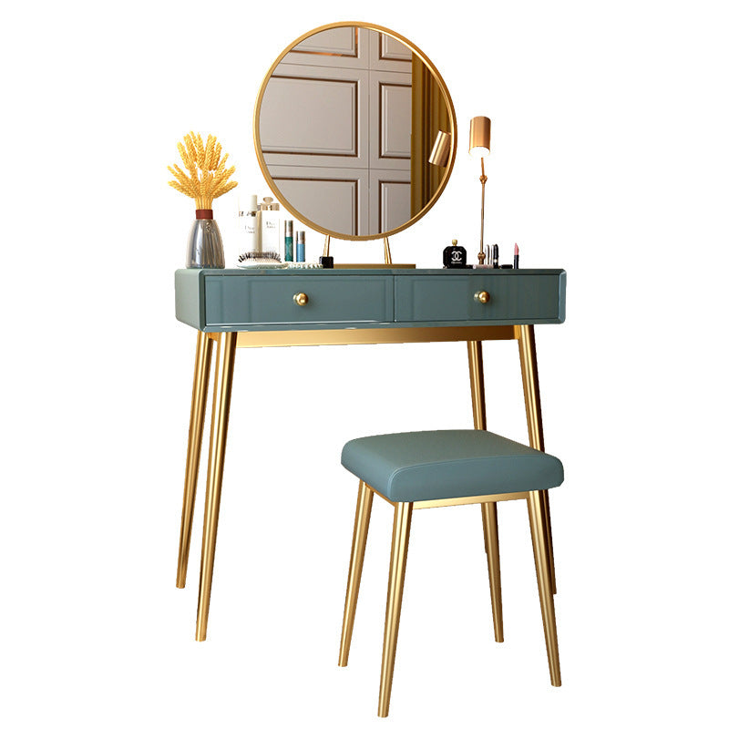 Glam 29.5" Height Wooden Makeup Vanity with Drawers and Mirror