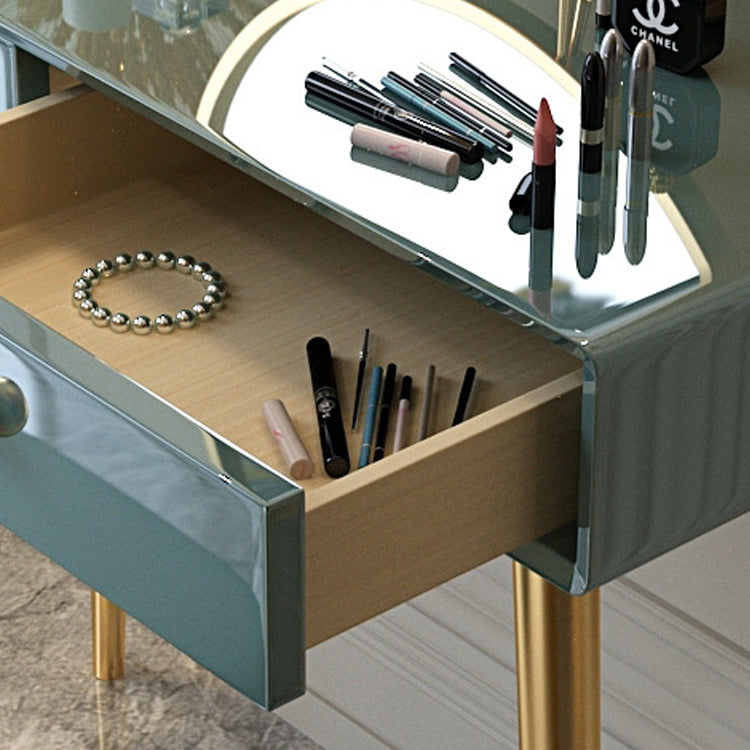 Glam 29.5" Height Wooden Makeup Vanity with Drawers and Mirror