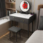 Glam 31.49 " Height Slate Table Top Makeup Vanity Stool with 3 Drawers Makeup Vanity & Stools Dark Gray Clearhalo 'Bedroom Furniture' 'furn' 'furn_makeup_vanities' 'Furniture' 'Makeup Vanities' 'makeup_vanities' 6739115