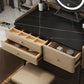 Glam 31.49 " Height Slate Table Top Makeup Vanity Stool with 3 Drawers Clearhalo 'Bedroom Furniture' 'furn' 'furn_makeup_vanities' 'Furniture' 'Makeup Vanities' 'makeup_vanities' 6739129