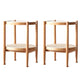 Modern Glass Top Solid Wood 4 Legs Round Double Tier Living Room Side Table