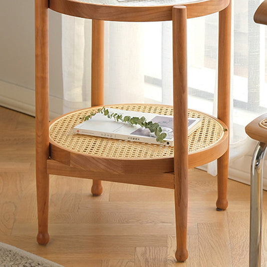 Moderno vetro in vetro in legno massiccio 4 gambe rotonde a doppio livello da soggiorno.