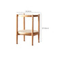 Modern Glass Top Solid Wood 4 Legs Round Double Tier Living Room Side Table