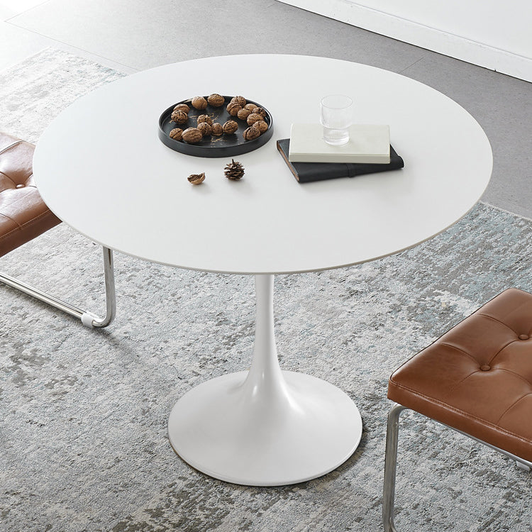 Modern Tulip Pedestal White Dining Table Stone Table for Kitchen 31.5"L x 31.5"W x 29.5"H Without Chairs Clearhalo 'Dining Tables & Seating' 'Dining Tables' 'dining_table' 'furn' 'furn_dining_table' 'Furniture' 'Kitchen & Dining Furniture' 6739267