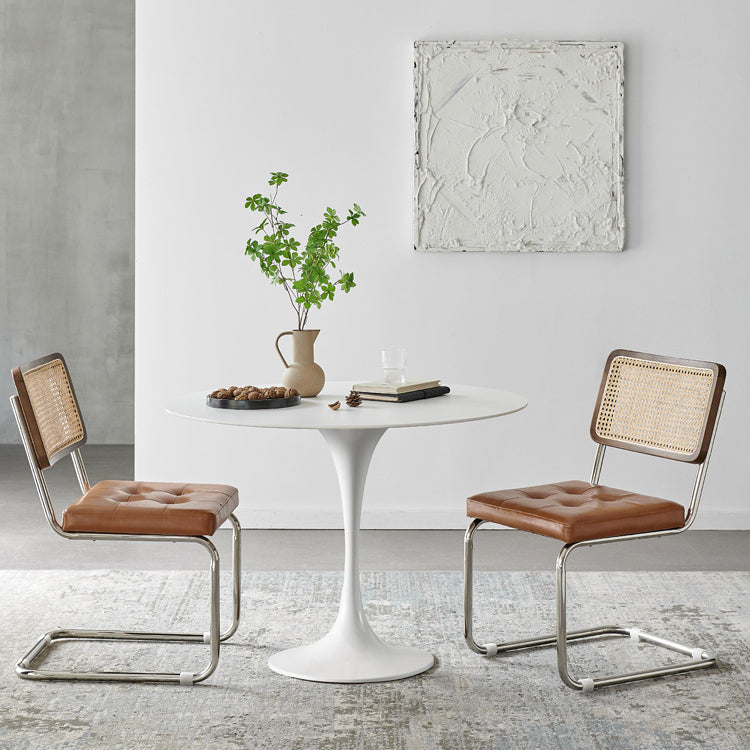 Modern Tulip Pedestal White Dining Table Stone Table for Kitchen 27.6"L x 27.6"W x 29.5"H Without Chairs Clearhalo 'Dining Tables & Seating' 'Dining Tables' 'dining_table' 'furn' 'furn_dining_table' 'Furniture' 'Kitchen & Dining Furniture' 6739268