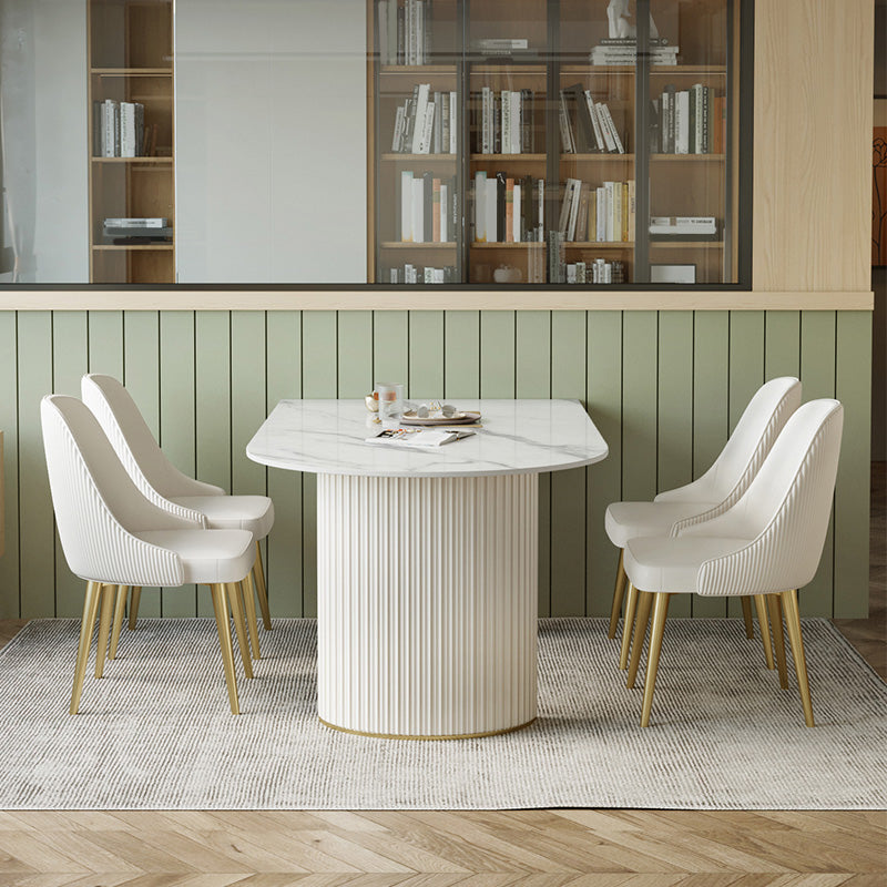 White Base Dining Table Modern Stone Dinette Table for Dining Room 47.2"L x 31.5"W x 29.5"H Without Chairs Clearhalo 'Dining Tables & Seating' 'Dining Tables' 'dining_table' 'furn' 'furn_dining_table' 'Furniture' 'Kitchen & Dining Furniture' 6739279