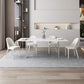 Medieval Modern Stone Dining Table Double Pedestal Rectangle Table for Dining Room 59.1"L x 31.5"W x 29.5"H Without Chairs Clearhalo 'Dining Tables & Seating' 'Dining Tables' 'dining_table' 'furn' 'furn_dining_table' 'Furniture' 'Kitchen & Dining Furniture' 6739319