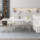 Medieval Modern Stone Dining Table Double Pedestal Rectangle Table for Dining Room 70.9"L x 35.4"W x 29.5"H Without Chairs Clearhalo 'Dining Tables & Seating' 'Dining Tables' 'dining_table' 'furn' 'furn_dining_table' 'Furniture' 'Kitchen & Dining Furniture' 6739321