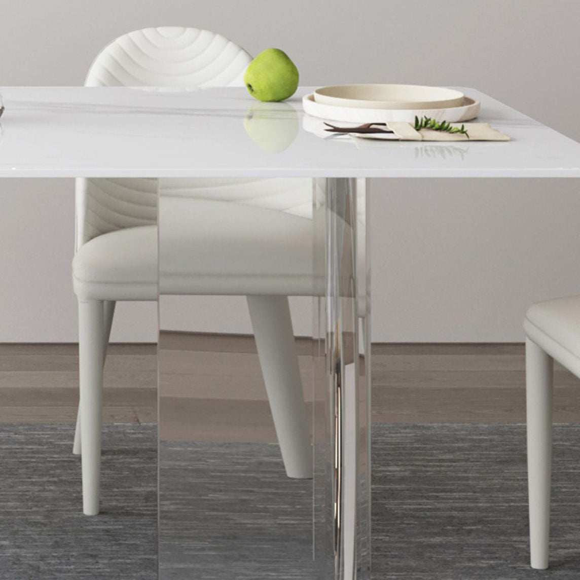 Medieval Modern Stone Dining Table Double Pedestal Rectangle Table for Dining Room Clearhalo 'Dining Tables & Seating' 'Dining Tables' 'dining_table' 'furn' 'furn_dining_table' 'Furniture' 'Kitchen & Dining Furniture' 6739323