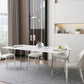 Medieval Modern Stone Dining Table Double Pedestal Rectangle Table for Dining Room Clearhalo 'Dining Tables & Seating' 'Dining Tables' 'dining_table' 'furn' 'furn_dining_table' 'Furniture' 'Kitchen & Dining Furniture' 6739327