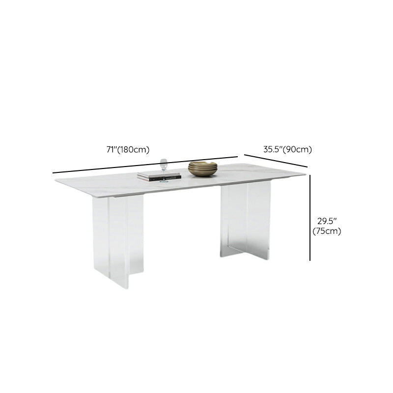 Medieval Modern Stone Dining Table Double Pedestal Rectangle Table for Dining Room Clearhalo 'Dining Tables & Seating' 'Dining Tables' 'dining_table' 'furn' 'furn_dining_table' 'Furniture' 'Kitchen & Dining Furniture' 6739330