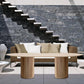 Modern Wood Ellipse Dining Table Double Pedestal Table for Dining Room 63"L x 31.5"W x 29.5"H Without Chairs Clearhalo 'Dining Tables & Seating' 'Dining Tables' 'dining_table' 'furn' 'furn_dining_table' 'Furniture' 'Kitchen & Dining Furniture' 6739349