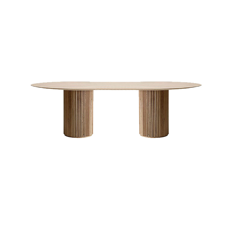 Modern Wood Ellipse Dining Table Double Pedestal Table for Dining Room Without Chairs Clearhalo 'Dining Tables & Seating' 'Dining Tables' 'dining_table' 'furn' 'furn_dining_table' 'Furniture' 'Kitchen & Dining Furniture' 6739350