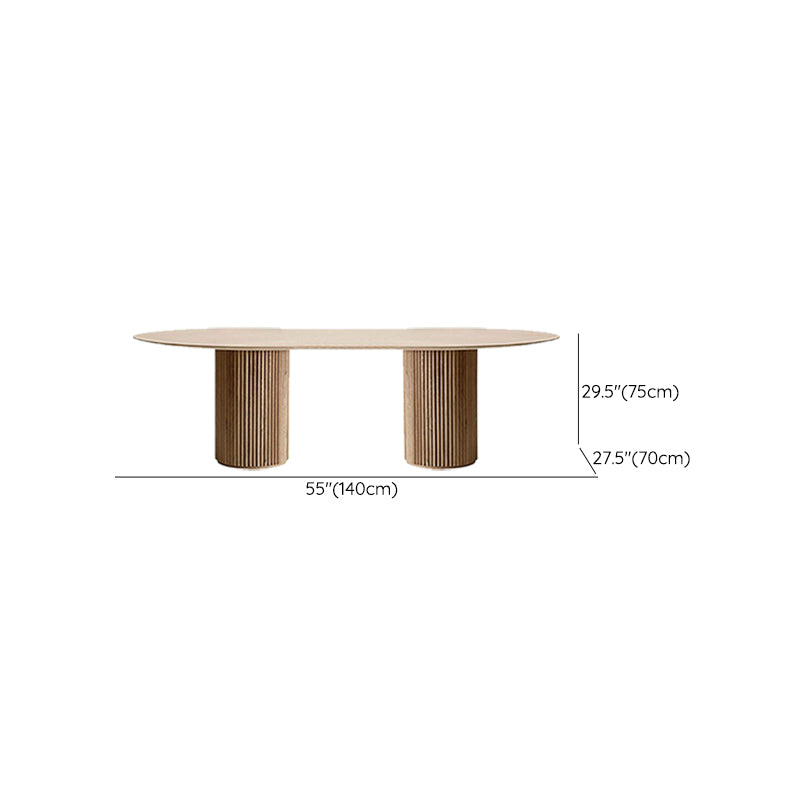 Modern Wood Ellipse Dining Table Double Pedestal Table for Dining Room Clearhalo 'Dining Tables & Seating' 'Dining Tables' 'dining_table' 'furn' 'furn_dining_table' 'Furniture' 'Kitchen & Dining Furniture' 6739357