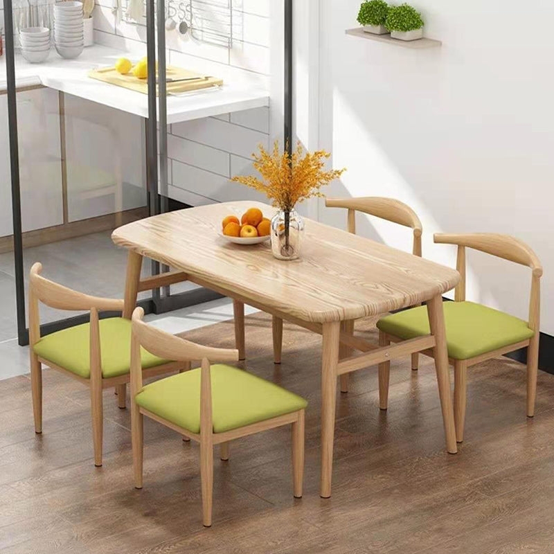 Modern Style Wood Dining Table 4 Legs Dining Table for Dining Room Natural 55.1"L x 31.5"W x 29.5"H Without Chairs Clearhalo 'Dining Tables & Seating' 'Dining Tables' 'dining_table' 'furn' 'furn_dining_table' 'Furniture' 'Kitchen & Dining Furniture' 6739362