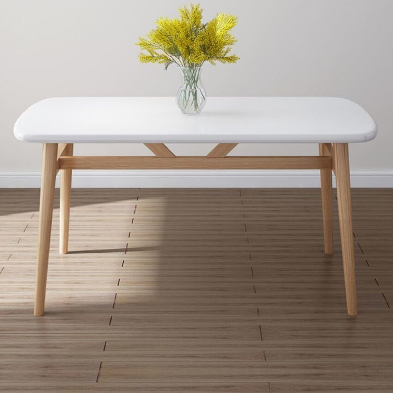 Modern Style Wood Dining Table 4 Legs Dining Table for Dining Room White Without Chairs Clearhalo 'Dining Tables & Seating' 'Dining Tables' 'dining_table' 'furn' 'furn_dining_table' 'Furniture' 'Kitchen & Dining Furniture' 6739363
