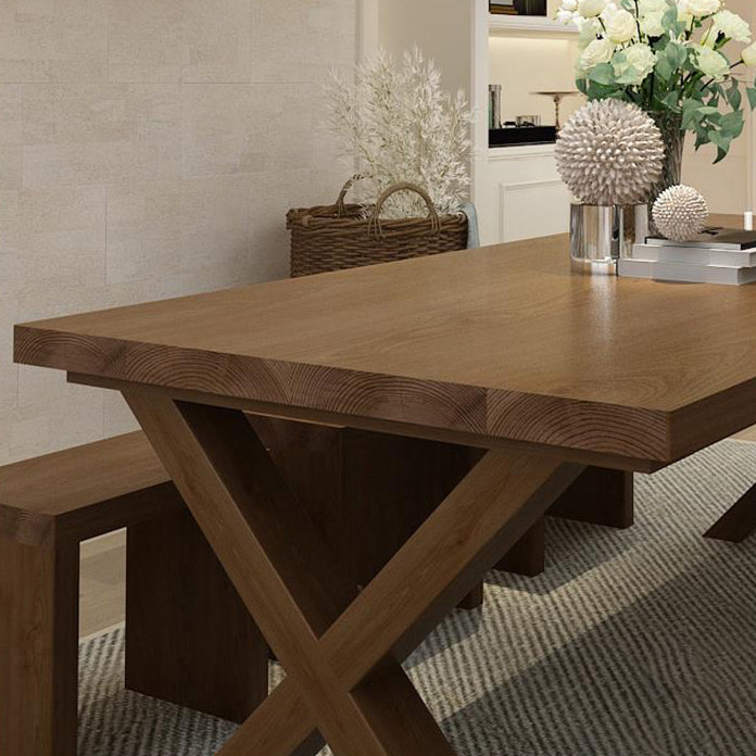 Mesa de comedor de madera de estilo industrial Mesa de comedor rectangular con patas de madera