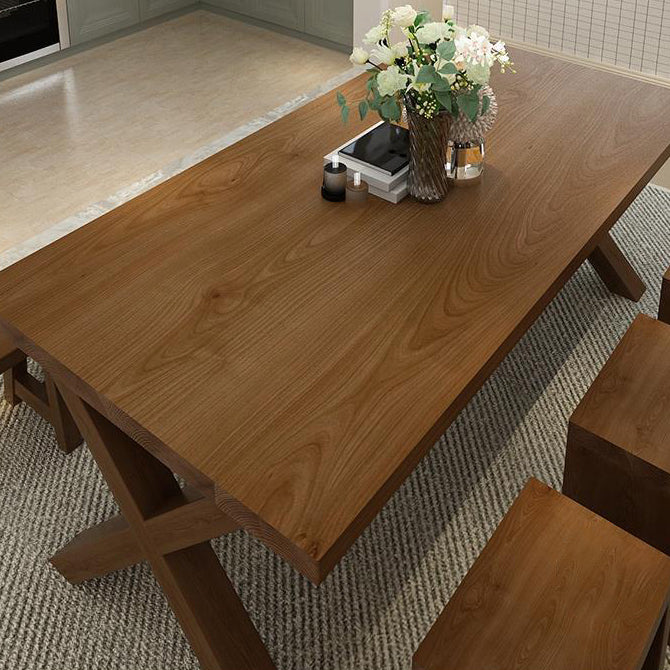 Mesa de comedor de madera de estilo industrial Mesa de comedor rectangular con patas de madera