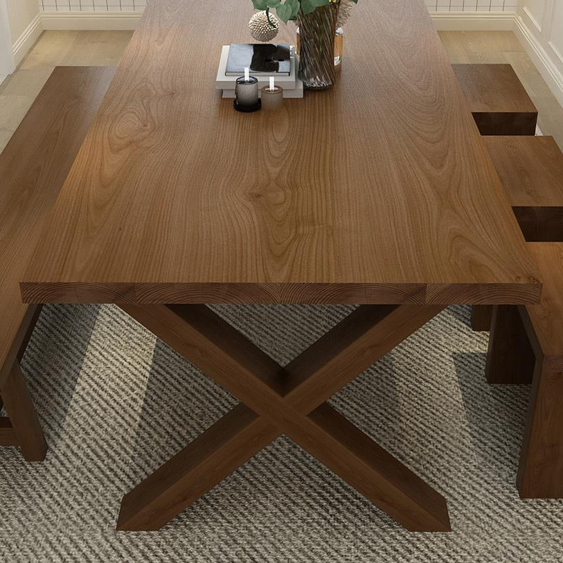 Mesa de comedor de madera de estilo industrial Mesa de comedor rectangular con patas de madera
