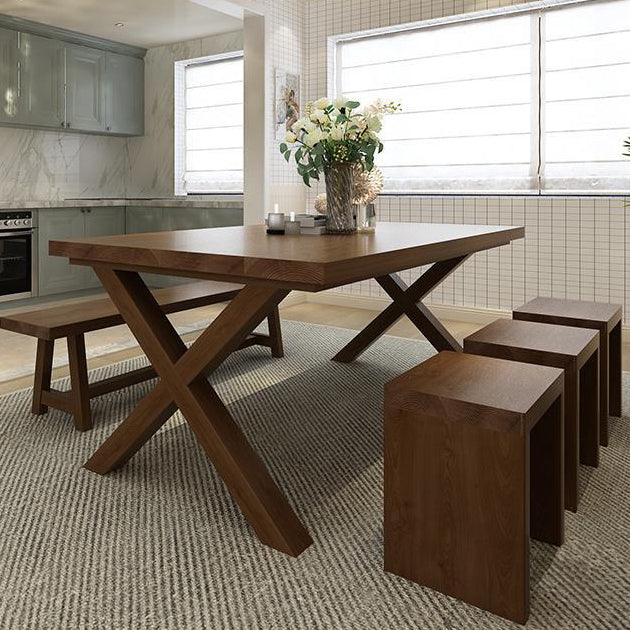 Mesa de comedor de madera de estilo industrial Mesa de comedor rectangular con patas de madera