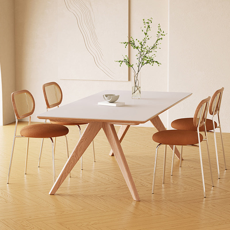 Medieval Modern Stone Dining Table 4 Ash Legs Table for Dining Room 63"L x 31.5"W x 29.5"H Without Chairs Clearhalo 'Dining Tables & Seating' 'Dining Tables' 'dining_table' 'furn' 'furn_dining_table' 'Furniture' 'Kitchen & Dining Furniture' 6739436