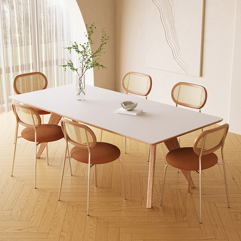 Medieval Modern Stone Dining Table 4 Ash Legs Table for Dining Room 78.7"L x 35.4"W x 29.5"H Without Chairs Clearhalo 'Dining Tables & Seating' 'Dining Tables' 'dining_table' 'furn' 'furn_dining_table' 'Furniture' 'Kitchen & Dining Furniture' 6739438