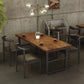Industrial Style Wood Dining Table Rectangle Dining Table with Metal Base