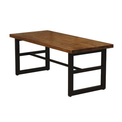 Industrial Style Wood Dining Table Rectangle Dining Table with Metal Base
