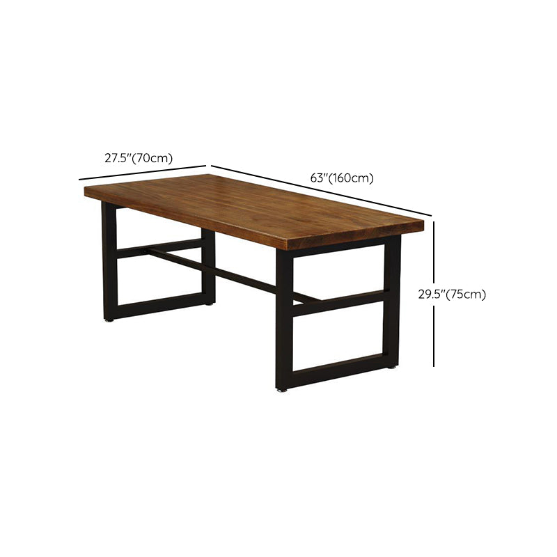 Industrial Style Wood Dining Table Rectangle Dining Table with Metal Base