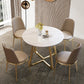 Glam Stone Round Dining Table Double Pedestal Table for Dining Room Clearhalo 'Dining Tables & Seating' 'Dining Tables' 'dining_table' 'furn' 'furn_dining_table' 'Furniture' 'Kitchen & Dining Furniture' 6739505
