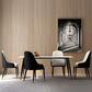 Table à manger rectangulaire en pierre moderne, 4 pieds noirs, pour salle à manger