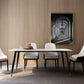 Table à manger rectangulaire en pierre moderne, 4 pieds noirs, pour salle à manger