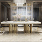 Glam Faux Marble Dining Table Dining Rectangle Table with Metal Legs for Home White 78.7"L x 39.4"W x 29.5"H Without Chairs Clearhalo 'Dining Tables & Seating' 'Dining Tables' 'dining_table' 'furn' 'furn_dining_table' 'Furniture' 'Kitchen & Dining Furniture' 6739528