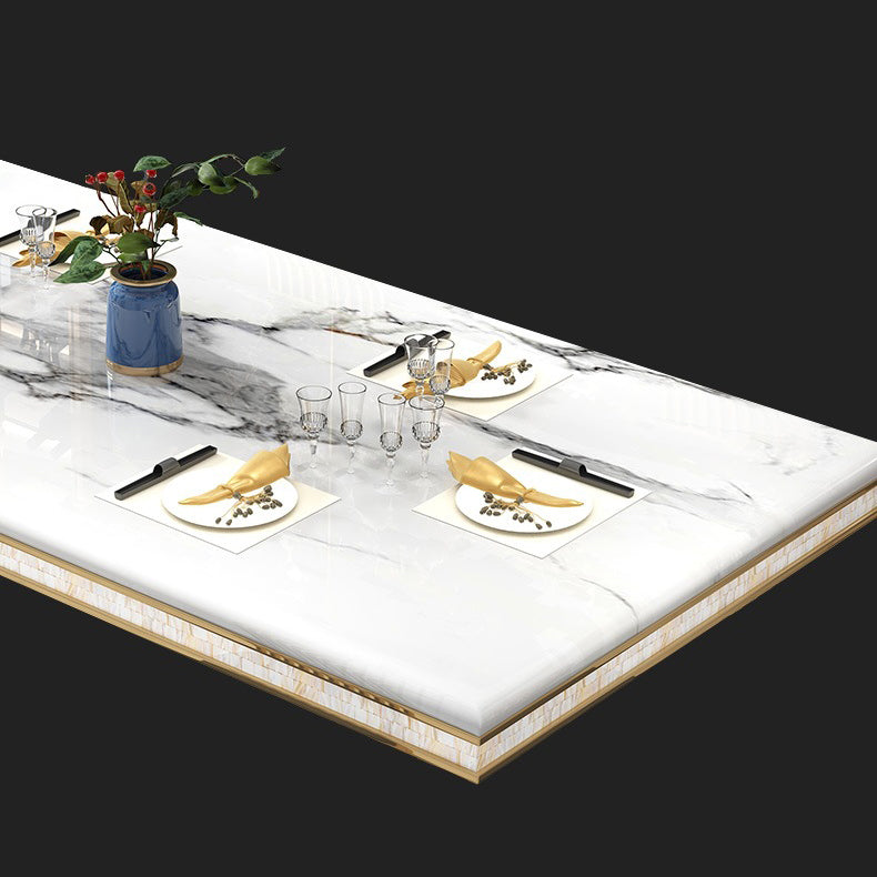 Glam Faux Marble Dining Table Dining Rectangle Table with Metal Legs for Home Clearhalo 'Dining Tables & Seating' 'Dining Tables' 'dining_table' 'furn' 'furn_dining_table' 'Furniture' 'Kitchen & Dining Furniture' 6739532