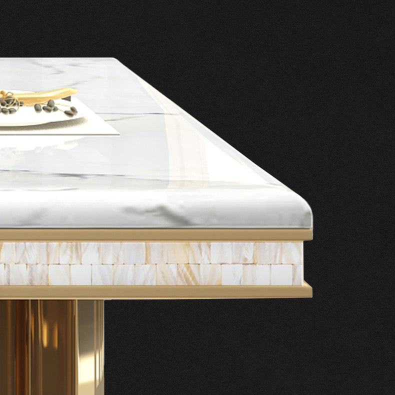 Glam Faux Marble Dining Table Dining Rectangle Table with Metal Legs for Home Clearhalo 'Dining Tables & Seating' 'Dining Tables' 'dining_table' 'furn' 'furn_dining_table' 'Furniture' 'Kitchen & Dining Furniture' 6739533