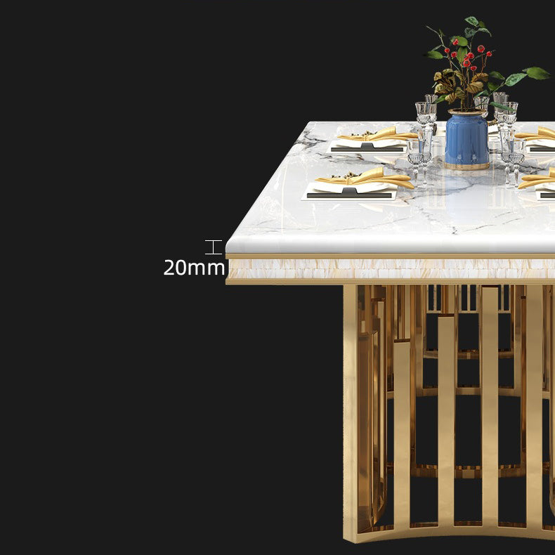 Glam Faux Marble Dining Table Dining Rectangle Table with Metal Legs for Home Clearhalo 'Dining Tables & Seating' 'Dining Tables' 'dining_table' 'furn' 'furn_dining_table' 'Furniture' 'Kitchen & Dining Furniture' 6739534