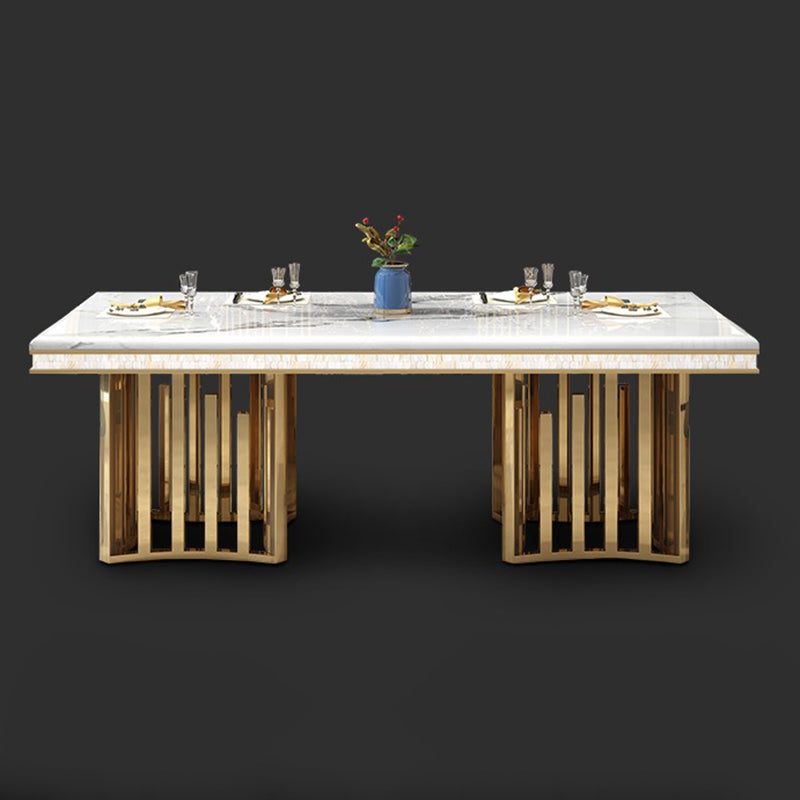 Glam Faux Marble Dining Table Dining Rectangle Table with Metal Legs for Home Clearhalo 'Dining Tables & Seating' 'Dining Tables' 'dining_table' 'furn' 'furn_dining_table' 'Furniture' 'Kitchen & Dining Furniture' 6739535