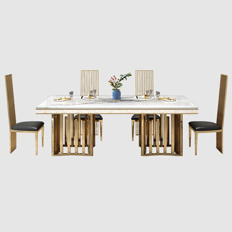 Glam Faux Marble Dining Table Dining Rectangle Table with Metal Legs for Home Clearhalo 'Dining Tables & Seating' 'Dining Tables' 'dining_table' 'furn' 'furn_dining_table' 'Furniture' 'Kitchen & Dining Furniture' 6739536