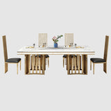 Glam Faux Marble Dining Table Dining Rectangle Table with Metal Legs for Home Clearhalo 'Dining Tables & Seating' 'Dining Tables' 'dining_table' 'furn' 'furn_dining_table' 'Furniture' 'Kitchen & Dining Furniture' 6739536
